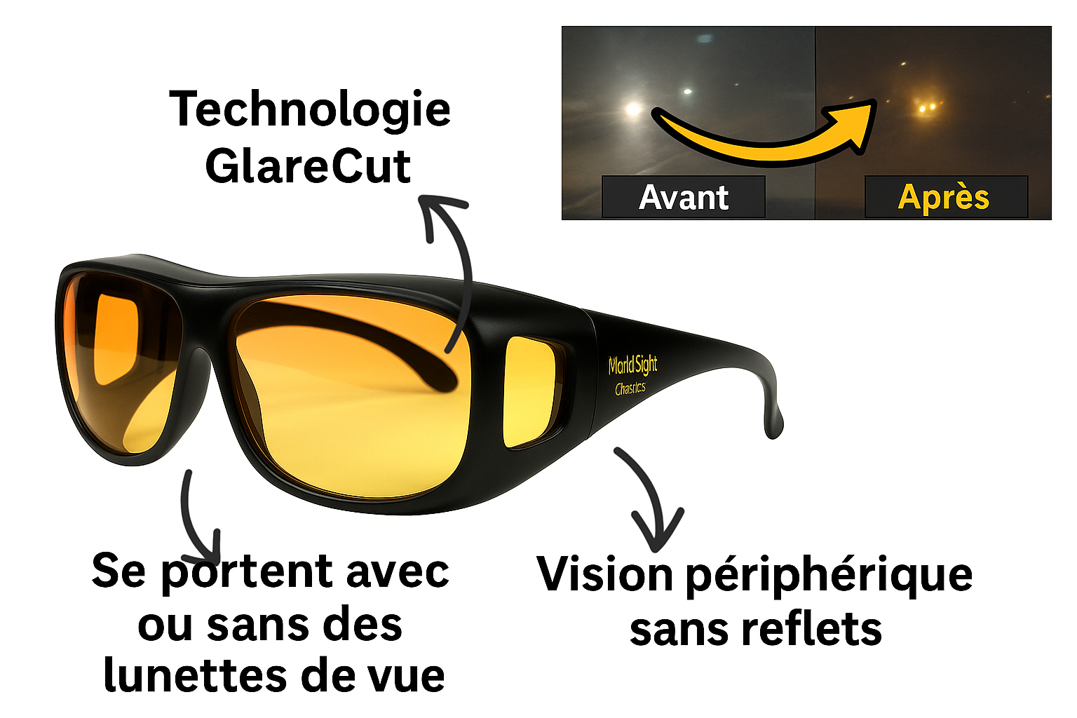 LUNETTE VISION NOCTUNE ANTI-EBLOUISSEMENT JOUR ET NUIT