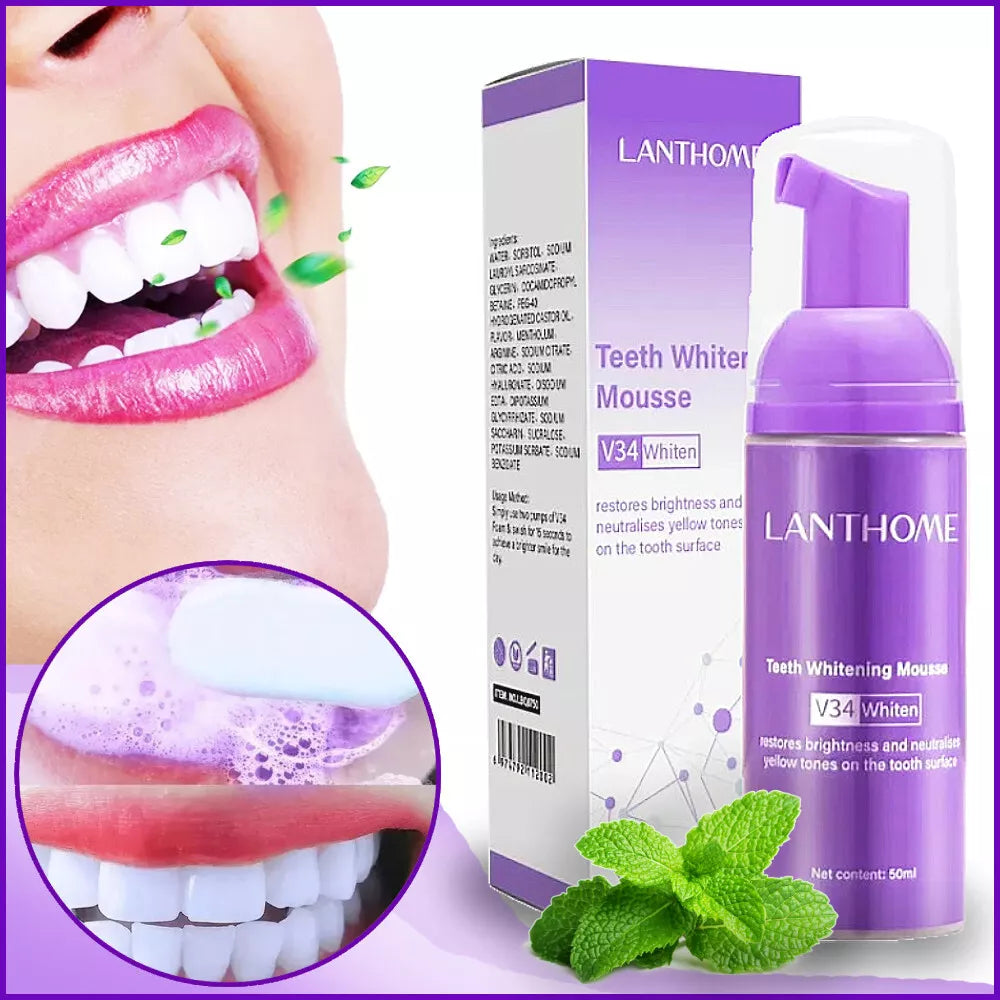 MOUSSE BLANCHISSSEUSE DES DENTS LANTHOME V34 : LE SECRET POUR RETROUVER VOTRE SOURIRE ECLATANT